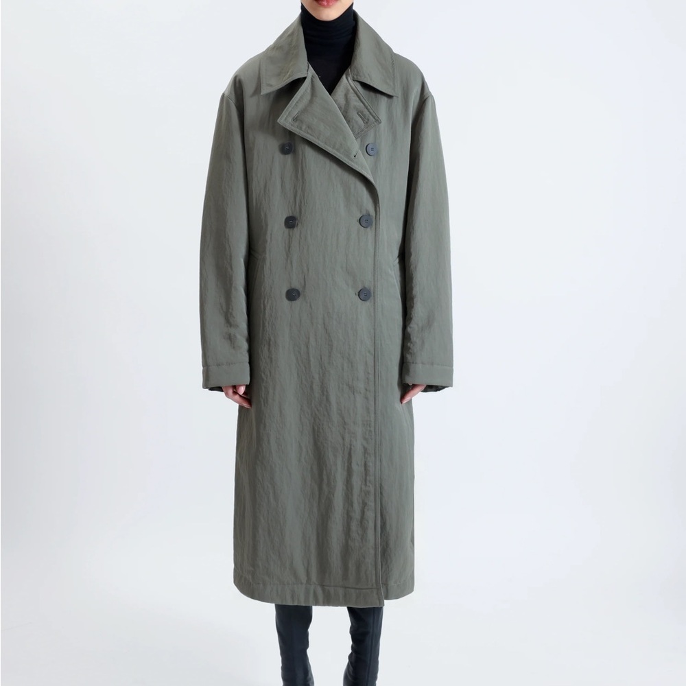 Nour Hammour Piper Double-breasted Trench Coat Silk sz 36
